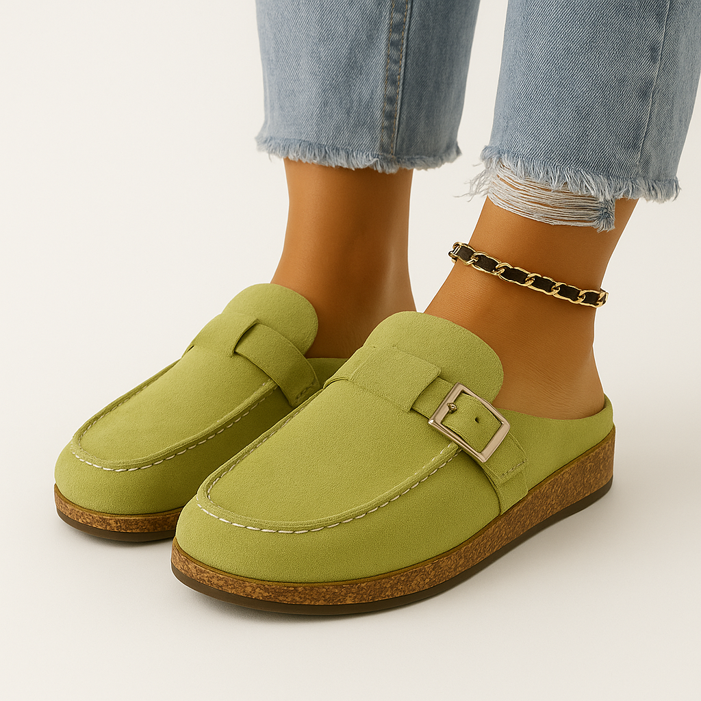 Comode mules in pelle scamosciata da donna con dettaglio fibbia 3