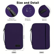 Custodia viola impermeabile con cerniera robusta, materiale PU, dimensioni 9,5x5,9 pollici. Ideale per protezione dispositivi elettronici.