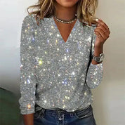 Elena | Top con scollo a V con paillettes abbaglianti