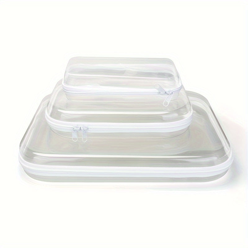 Set di contenitori trasparenti in silicone con chiusura ermetica, impilabili, ideali per conservare alimenti. Perfetti per cucina e frigorifero.