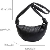 Borsa a tracolla nera in pelle sintetica, design moderno, dimensioni 46x16x8 cm, ideale per moda donna, accessorio elegante e versatile.
