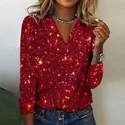 Elena | Top con scollo a V con paillettes abbaglianti