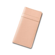 Portafoglio donna in pelle rosa chiaro, design elegante e sottile, ideale per carte e contanti. Accessorio moda femminile di alta qualità.