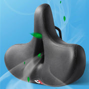 Sella bici ergonomica nera, design traspirante, comfort extra, ideale per ciclismo urbano e mountain bike. Accessorio bici resistente e confortevole.