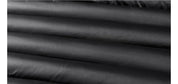 Tessuto nero impermeabile, texture liscia, ideale per abbigliamento outdoor e accessori. Materiale resistente e di alta qualità.