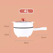 Pentola bianca 4L con coperchio trasparente e manico lungo, dimensioni: 30x16x13 cm. Ideale per cucina moderna. Design elegante e funzionale.
