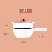 Pentola bianca 3L con coperchio trasparente e manico ergonomico, dimensioni 26x16x12 cm, ideale per cucina moderna.