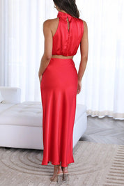 Esther - Elegante Completo in Satin con Top e Gonna