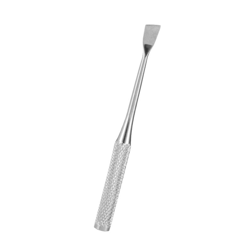 Scalpello dentale in acciaio inossidabile, strumento odontoiatrico professionale, impugnatura antiscivolo, ideale per cliniche dentali e igiene orale.