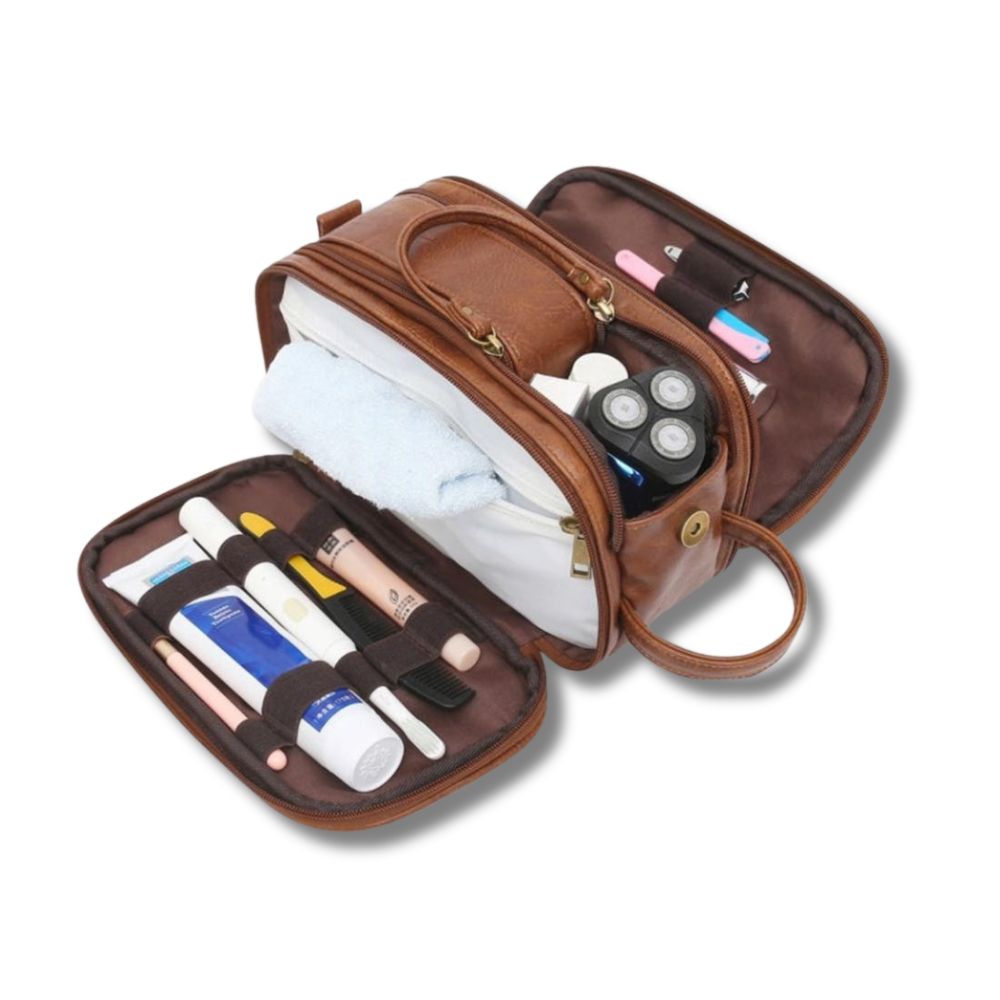 Khalani | Borsa da toilette da viaggio in pelle reale
