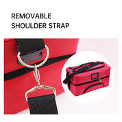 Borsa da viaggio rossa con tracolla removibile, design elegante, chiusura a zip, ideale per viaggi e uso quotidiano. Accessorio versatile e pratico.