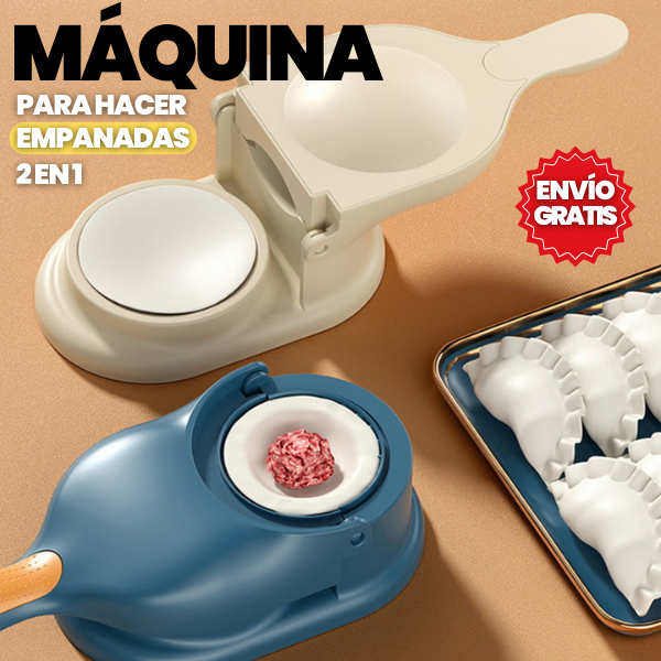 Macchina per fare empanadas 2 in 1, colore beige e blu, con ripieno di carne. Include vassoio con empanadas pronte. Spedizione gratuita.