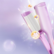 Piastra per capelli rosa, design elegante, tecnologia avanzata, styling professionale, ideale per lisciare e arricciare, accessorio bellezza.
