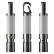 Torcia LED portatile ricaricabile USB, design compatto, con gancio integrato, ideale per campeggio e attività all'aperto.