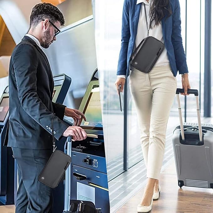Valigetta portadocumenti nera per uomo e donna, ideale per viaggi d'affari, con tasche multiple, resistente e compatta, perfetta per aeroporto.
