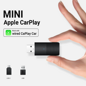 Adattatore USB Mini Apple CarPlay, compatibile con auto CarPlay cablate, design compatto, connettori USB-C e USB, facile da usare.