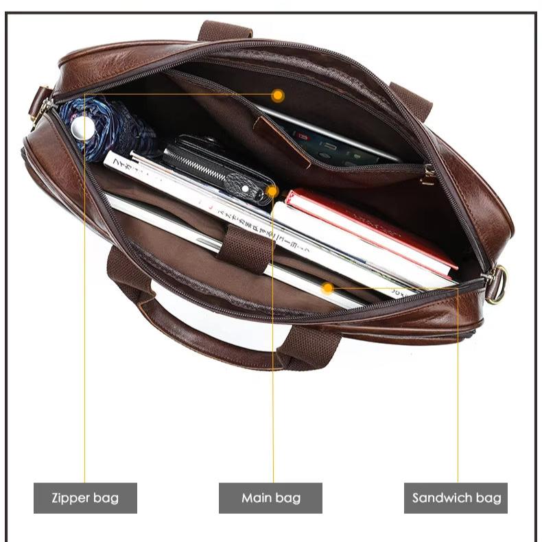 Aurelia | Borsa a tracolla per laptop in pelle di grande capacità