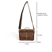 Borsa a tracolla in pelle marrone, dimensioni 22x15x8 cm, tracolla regolabile 78-145 cm. Elegante e pratica per uomo e donna.