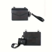 Borsa a tracolla in pelle nera, design elegante e moderno, con cinturino regolabile e tasca posteriore. Accessorio moda uomo/donna di alta qualità.