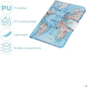 Portafoglio in pelle PU con design mappa del mondo, leggero, con più scomparti. Ideale per viaggiatori, stampa personalizzabile.