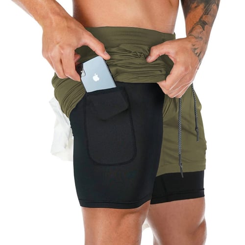  Uomini -Shortfitness Shorts con un doppio strato-4