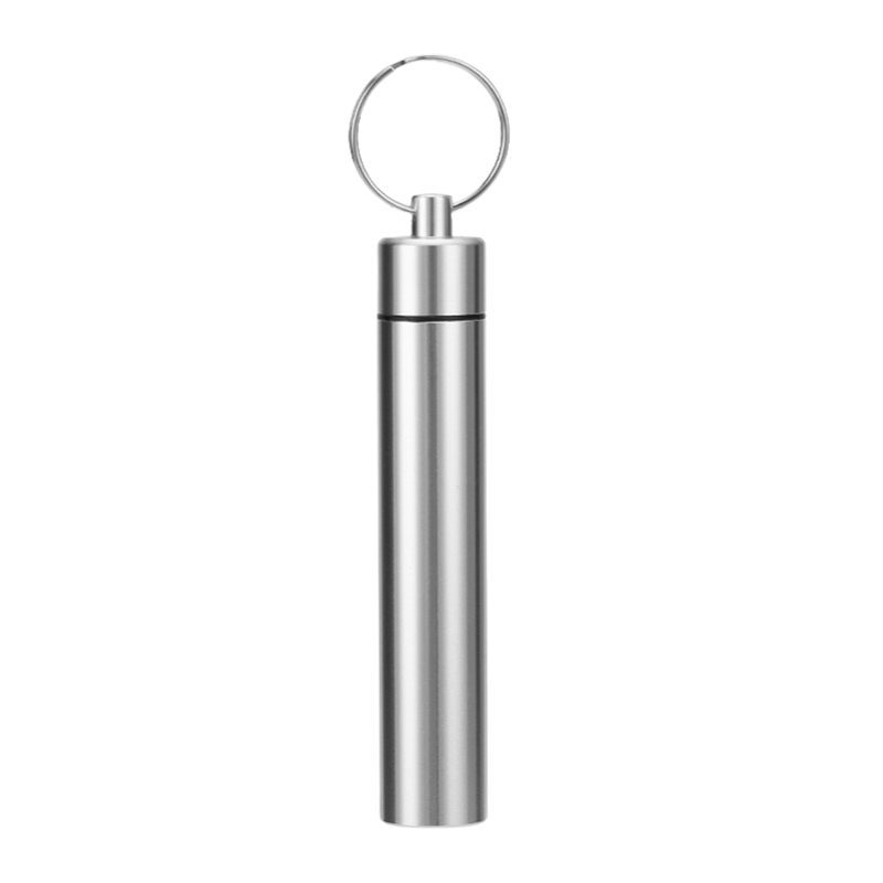 Portachiavi cilindrico in acciaio inossidabile, design elegante e moderno, ideale per chiavi e accessori. Resistente e leggero, perfetto per l'uso quotidiano.