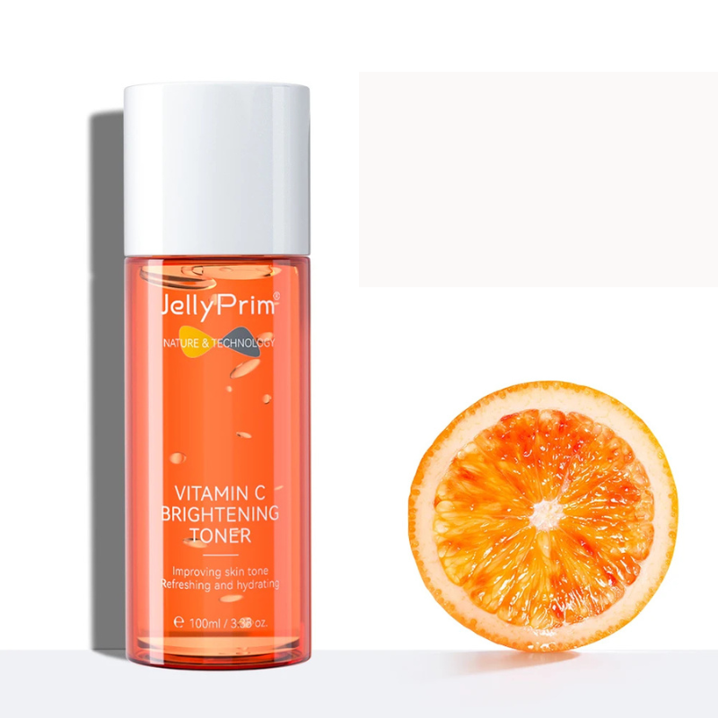 Toner viso alla vitamina C JellyPrim, 100ml, con arancia rossa. Tonico illuminante per pelle radiosa, idratante e rinfrescante.