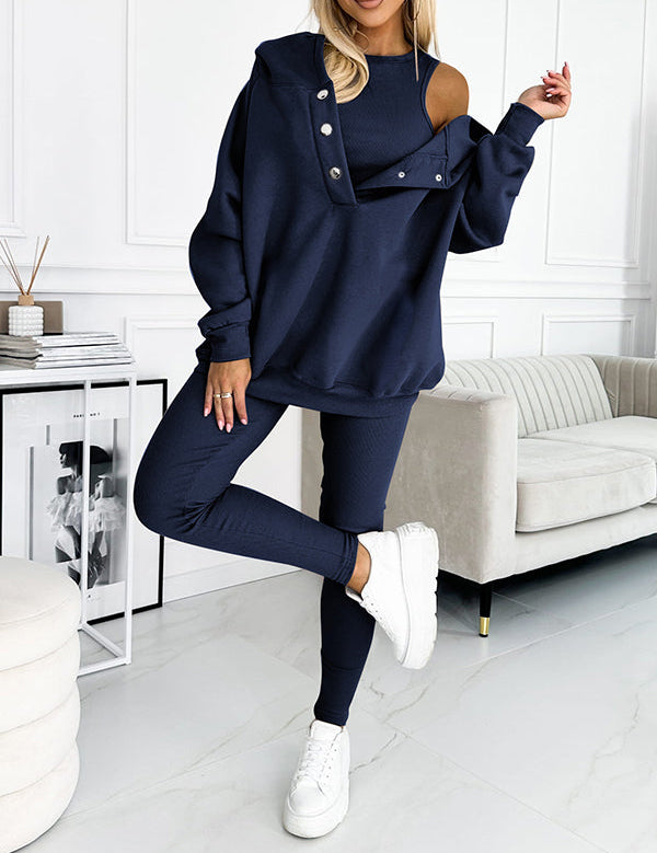 MILA | Cozy Three-Piece Lounge Set - Lizabella Fashion