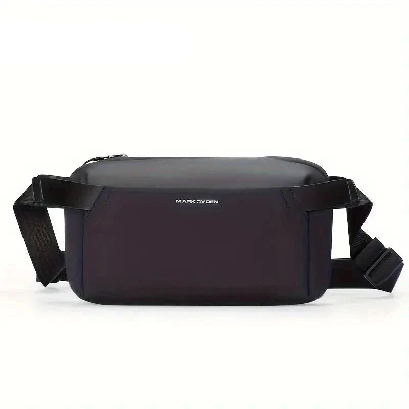 Marsupio nero unisex in pelle sintetica, design minimalista, con cinghia regolabile. Perfetto per viaggi e uso quotidiano.
