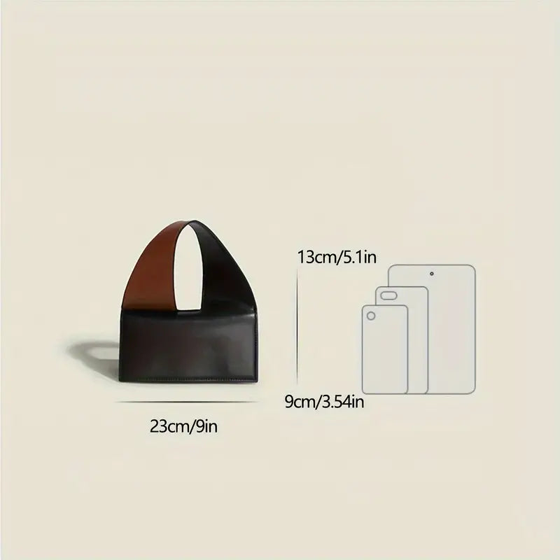 Borsa a mano in pelle nera, design moderno, dimensioni 23x9x13 cm, ideale per moda donna, accessorio elegante e versatile.