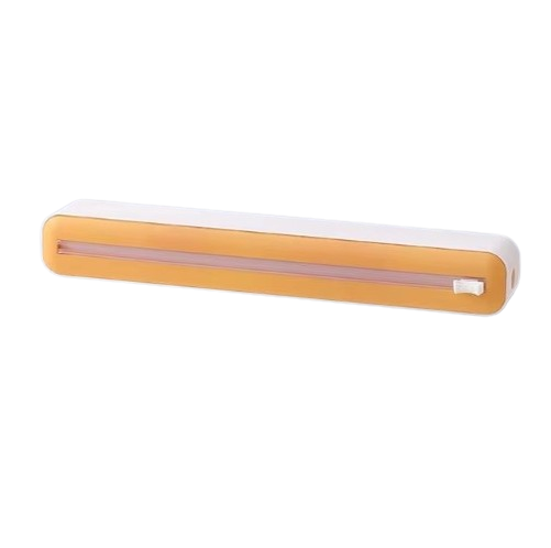Sigillatore sottovuoto per alimenti, design compatto, colore arancione e bianco, ideale per conservare cibi freschi, cucina moderna, accessorio pratico.