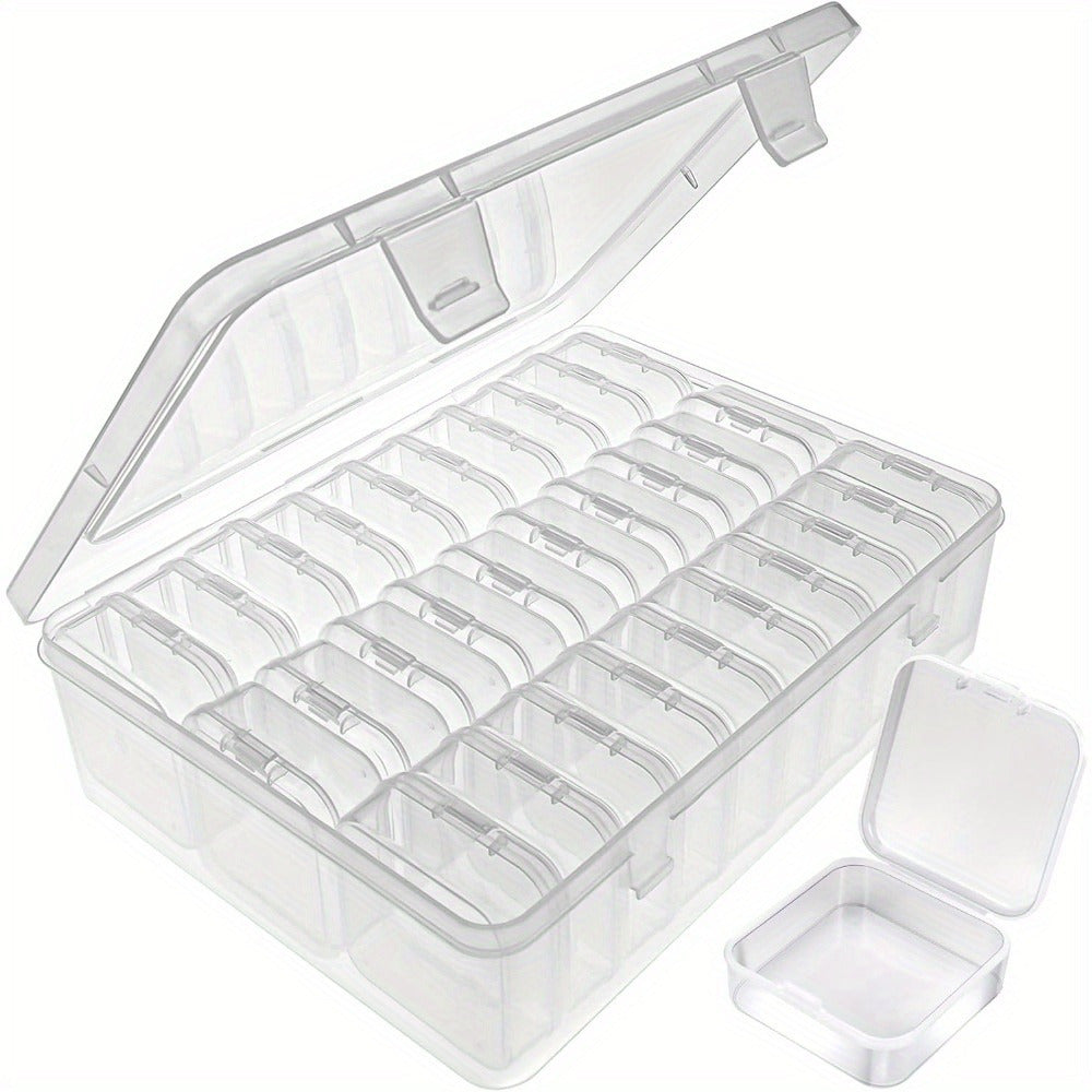 Contenitore trasparente in plastica con coperchio, 30 scomparti, organizer per gioielli, perline, artigianato, stoccaggio, pratico e versatile.