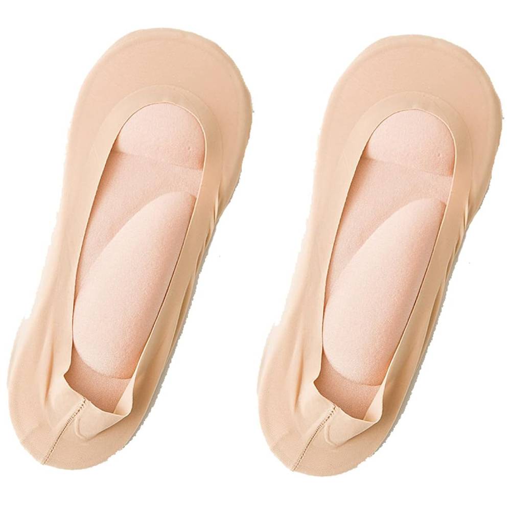 Calzini invisibili beige per donna, antiscivolo, senza cuciture, ideali per scarpe basse. Comfort e traspirabilità, perfetti per l'uso quotidiano.