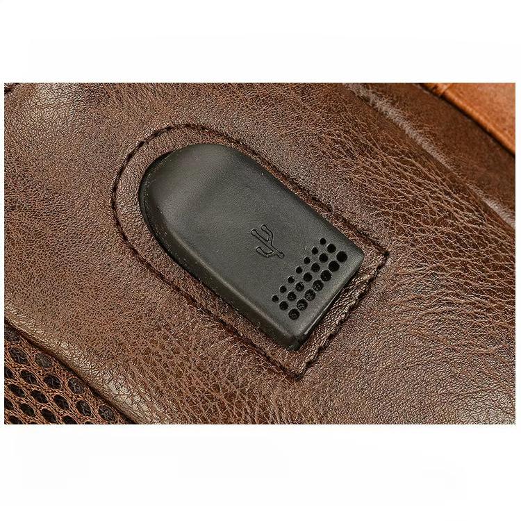 Guanto in pelle marrone con dettaglio di ventilazione in plastica nera, design ergonomico, ideale per moto, accessori moda uomo, alta qualità.