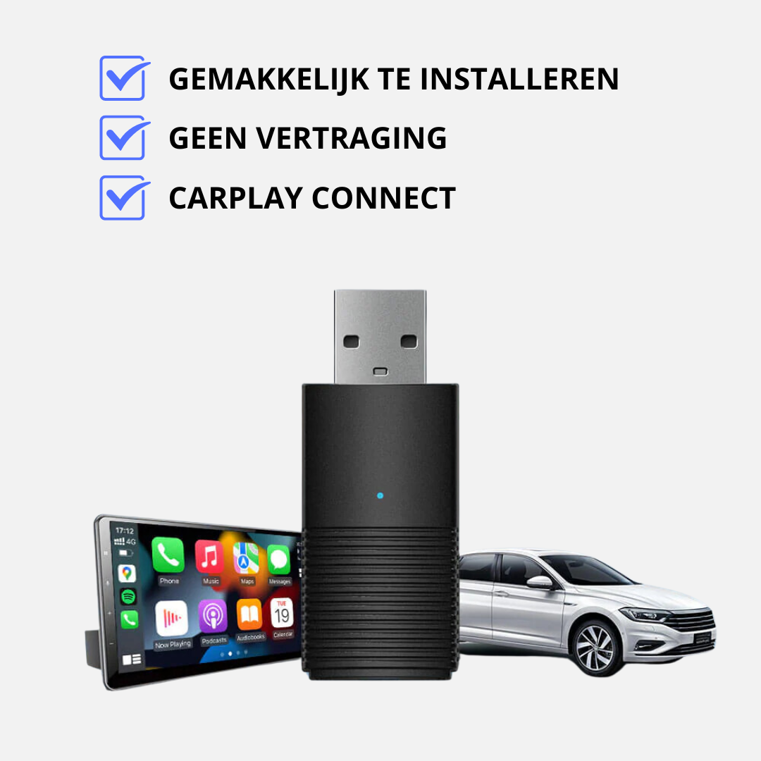 Adattatore USB CarPlay Connect nero, facile da installare, senza ritardi, compatibile con sistemi di infotainment auto, migliora la connettività.