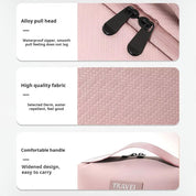 Zaino rosa con cerniera impermeabile in lega, tessuto di alta qualità, manico comodo. Design allargato, ideale per viaggi e uso quotidiano.
