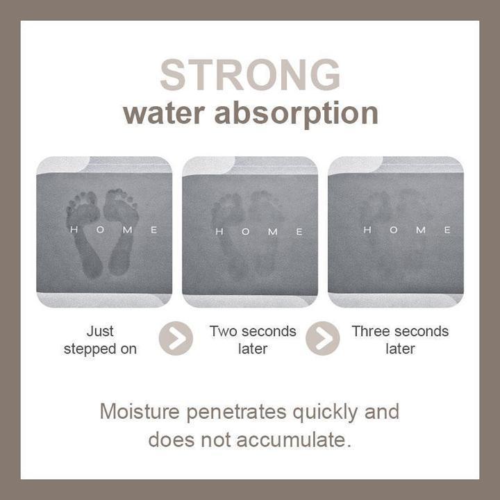 Assorbimento d'acqua tappetino bagno, asciugatura rapida, impronte piedi, tre fasi, umidità penetra rapidamente, non accumula, grigio, HOME.