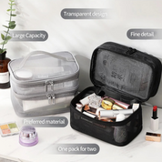 Borse trasparenti per cosmetici, grande capacità, design elegante, materiale di qualità, ideali per organizzare trucchi e accessori da viaggio.