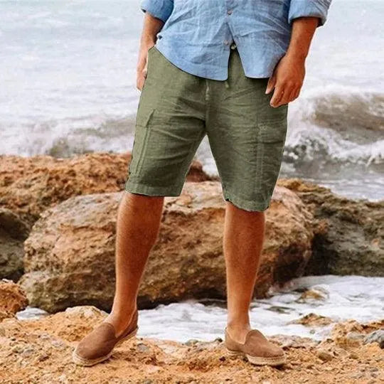  Uomini - Shorts di lino - tessuto leggero traspirante - Fit rilassato - Squat - Abbigliamento per il tempo libero-1