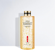 Tonico viso oro nicotinamide VEZE, flacone trasparente con particelle dorate, idratante e illuminante, skincare di lusso, 200ml.