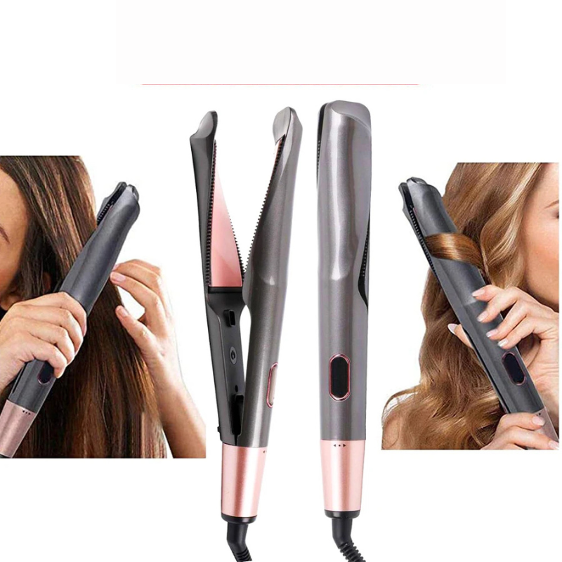Piastra per capelli professionale, design moderno, doppia funzione lisciatura e arricciatura, ideale per styling capelli lisci e ricci.