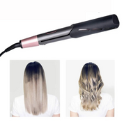 Piastra per capelli professionale nera e rosa, risultati lisci e mossi, tecnologia avanzata, styling versatile, capelli lucenti e sani.
