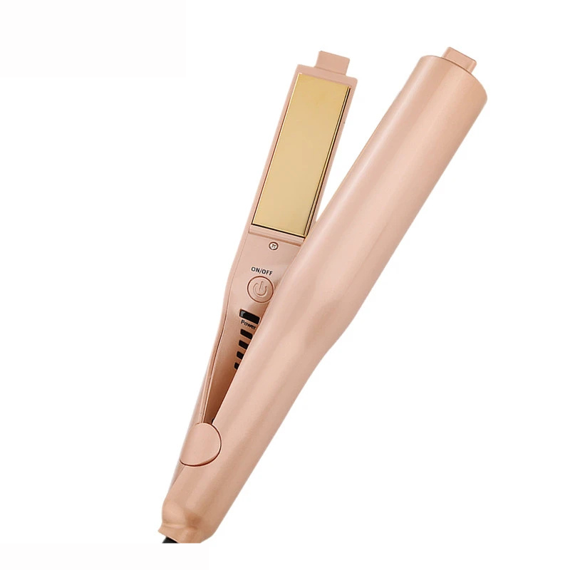 Piastra per capelli in ceramica rosa oro, design elegante, controllo temperatura regolabile, ideale per styling professionale e liscio perfetto.