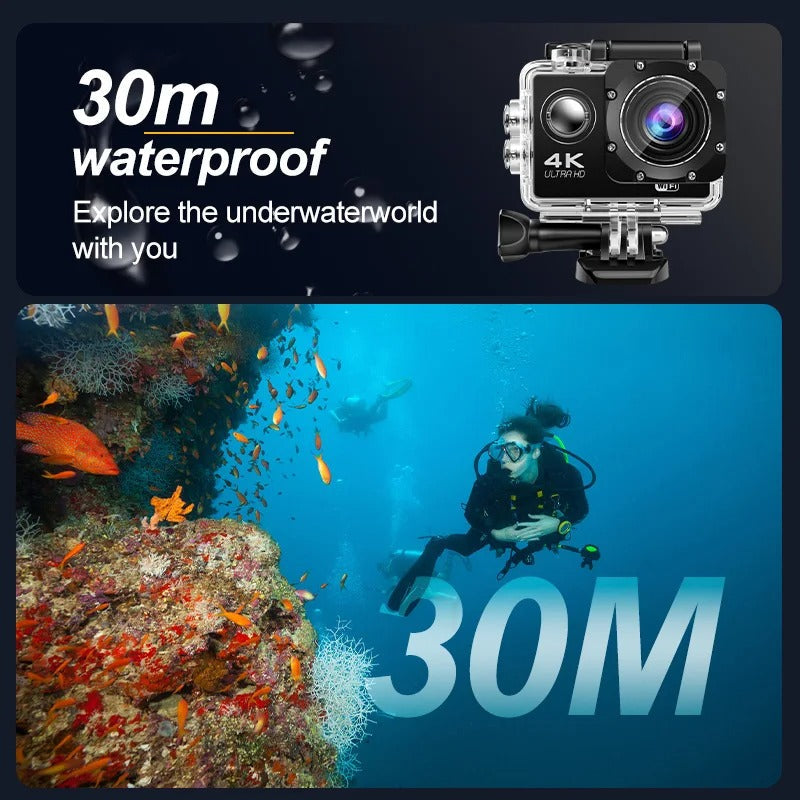 4K Ultra HD Sport Pro Camera - WiFi abilitato e impermeabile per vlogging e sport all'aperto 4