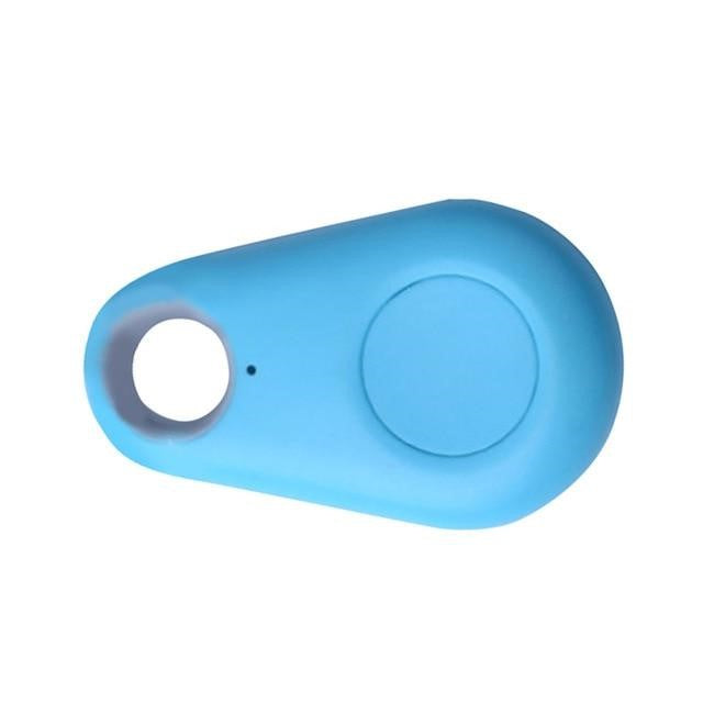 Dispositivo di localizzazione Bluetooth blu, portachiavi intelligente per trovare oggetti smarriti, compatibile con smartphone, design compatto e leggero.