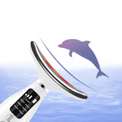 Dispositivo massaggiatore viso a ultrasuoni, design ergonomico, con display LED, tema delfino, per cura della pelle e anti-invecchiamento.