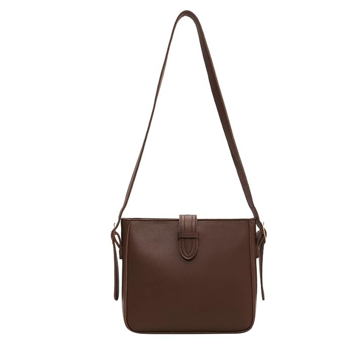 Borsa a tracolla in pelle marrone, design elegante e minimalista, perfetta per moda donna, accessorio versatile per ogni occasione.