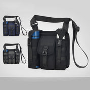Borsa a tracolla tattica nera con tasche multiple, design resistente, ideale per escursioni e attività all'aperto. Disponibile in diverse varianti di colore.