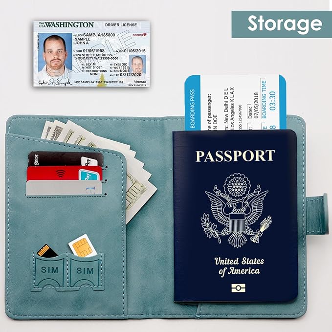Vada | Portafoglio porta passaporto in pelle PU impermeabile antifurto