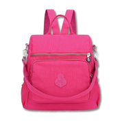 Zaino rosa donna, design moderno, tasche multiple con zip, spallacci regolabili, ideale per scuola e viaggio. Accessorio moda pratico e trendy.